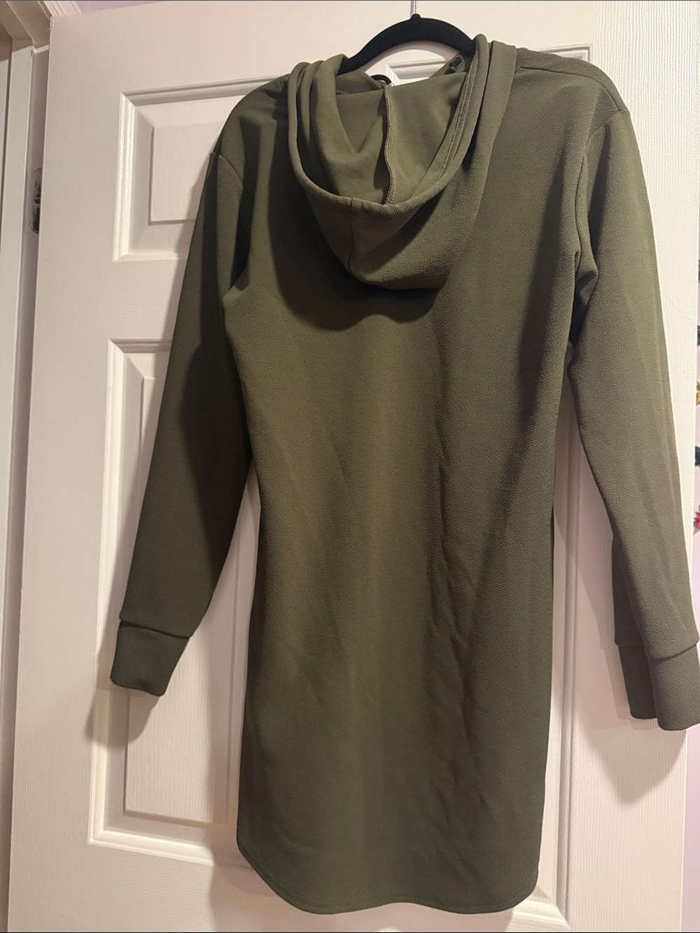 Olive Green Long Hoodie Tunic - Picture 2 of 2